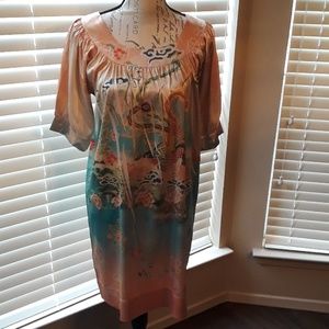 Satin Asian print dress